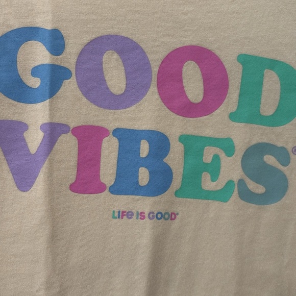Women’s Life is Good Short Sleeve Tee Good Vibes Medium Cream - Picture 3 of 6